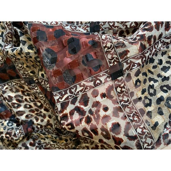 1685 90s Vintage Animal Print Sheer Chiffon Button Up Oversized Blouse - Picture 4 of 6